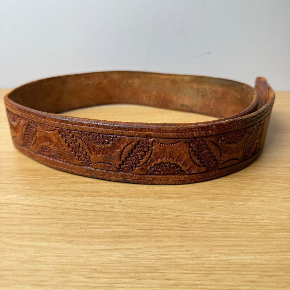 Hand Tooled Leather Belt Strap Mens 36 Southwestern Mexico Cowboy Equestrian